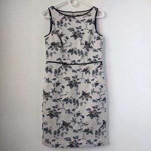 Ann Taylor Silver and Blue Embroidered Sheath